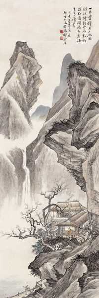 郭兰祥 1935年作 溪山观瀑图 立轴